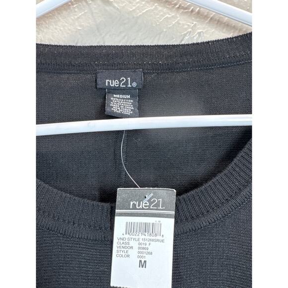 Rue 21 Black‎ Hi Low Cotton Blend Tunic Sweater Top Women’s Size Medium NWT - Picture 2 of 4